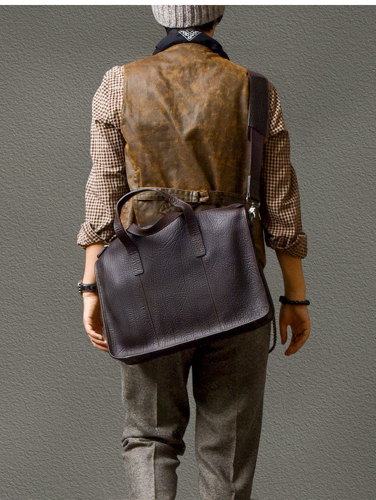 新作！▪黒|コーヒー|2色▪厚手の牛革ビジネスバッグ▪牛革ハンドバッグ▪