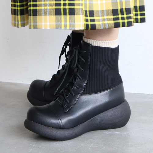 アミアゲミックスブーツ | 厚底ブーツ レースアップブーツ 甲高 幅広