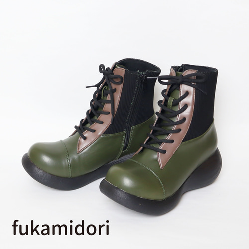 アミアゲミックスブーツ | 厚底ブーツ レースアップブーツ 甲高 幅広