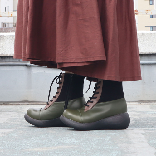 アミアゲミックスブーツ | 厚底ブーツ レースアップブーツ 甲高 幅広