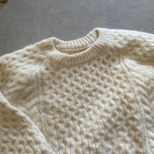 THE TOR ケーブルニット オーバーサイズ ホワイト レースレディース Lace Ladies オーバーサイズケーブルニットセーター