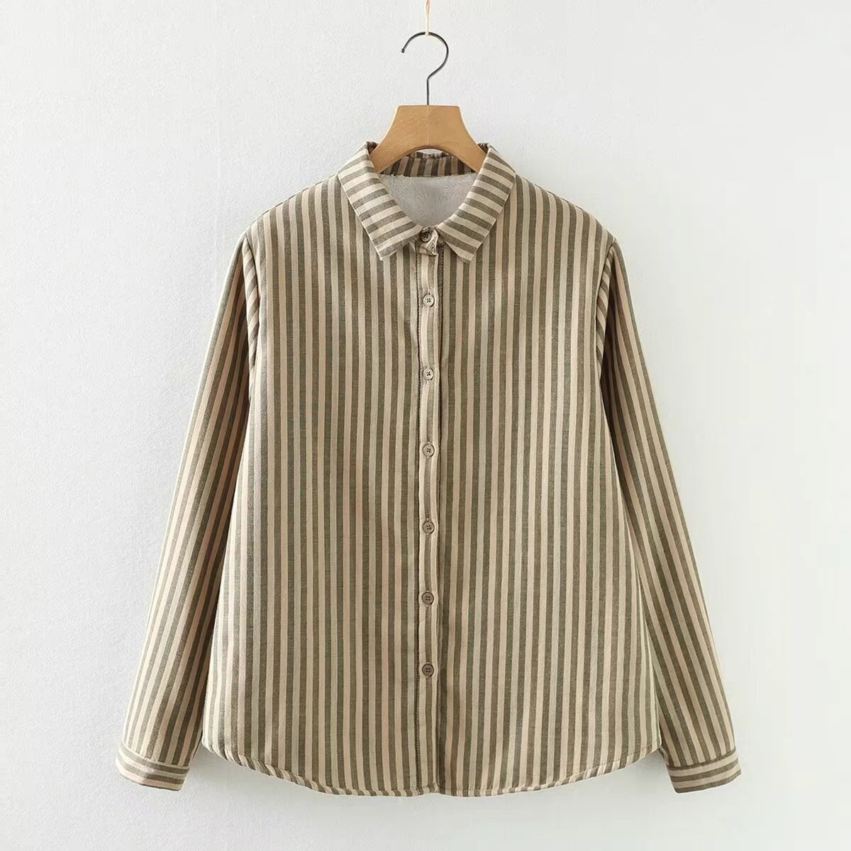 冬、春秋、ブラウス、トップス、コットン、裏起毛