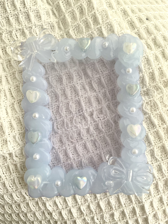 ホイップ デコ トレカケース ハンドメイド うねうね ハート リボン 