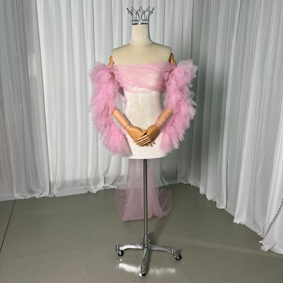 ドレスアレンジ用トップスのみ オフホワイト ソフトチュール ベール風ポンチョ ドレスアレンジ用トップスのみ オフホワイト ソフトチュール