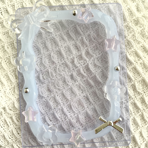 ホイップ デコ トレカケース ハンドメイド リボン 星 韓国 トップ