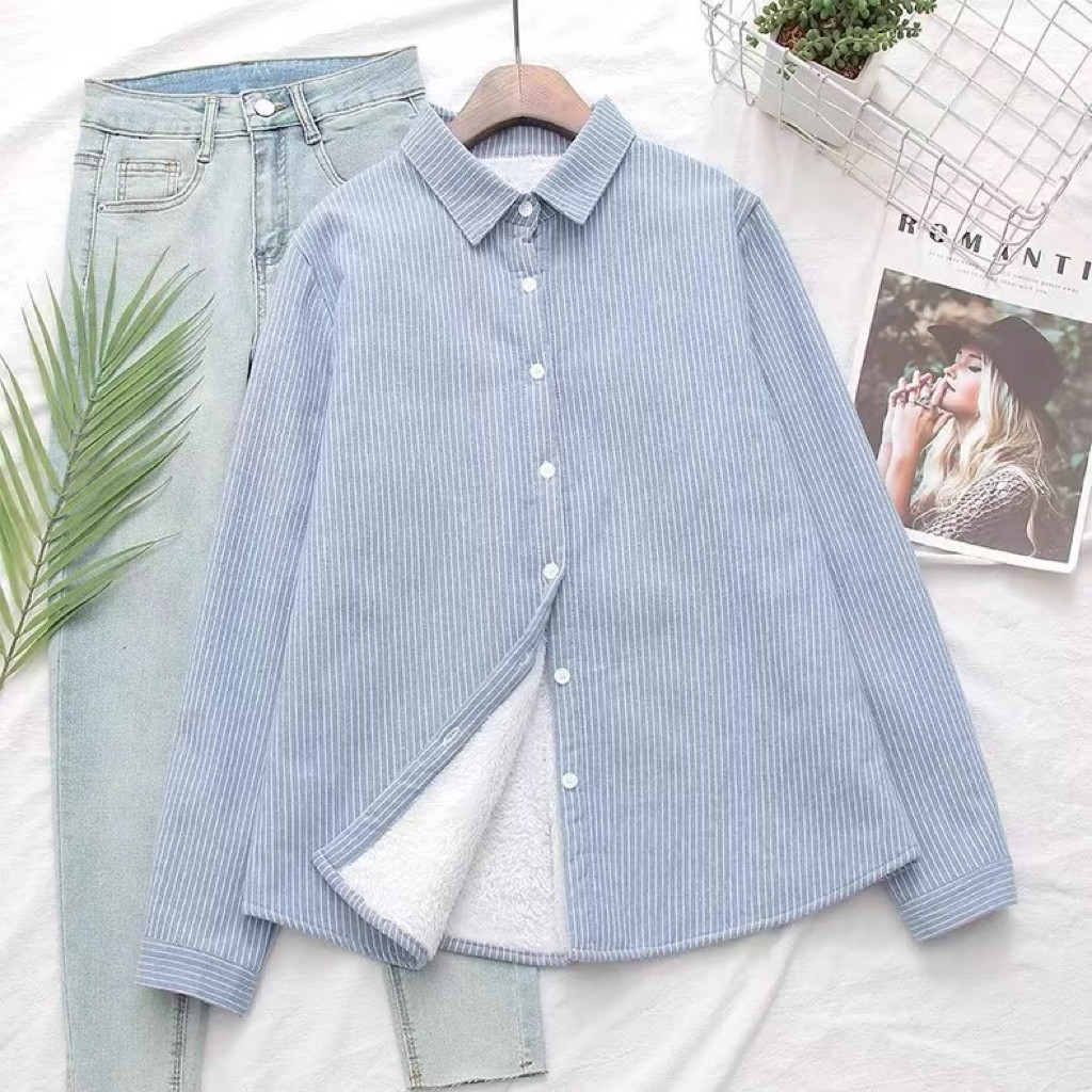 冬、春秋、ブラウス、トップス、コットン、裏起毛