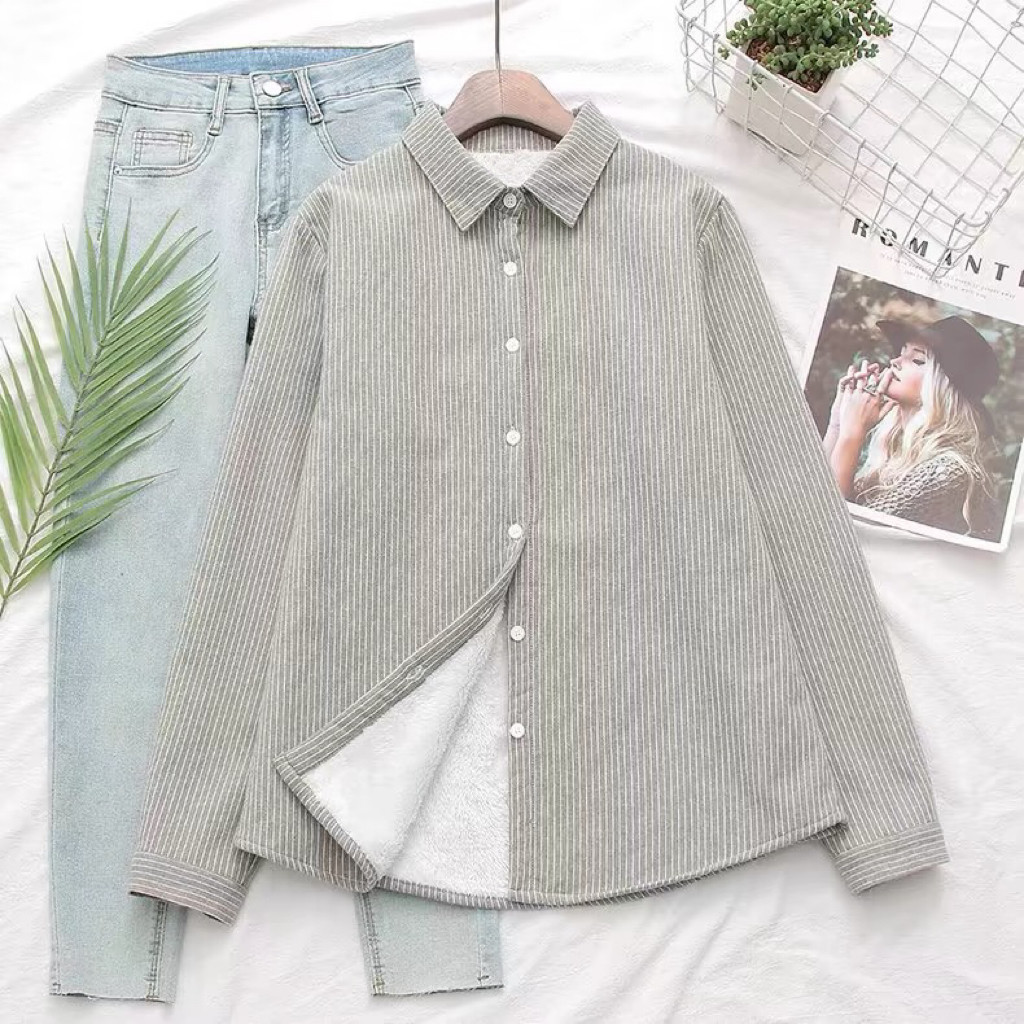 冬、春秋、ブラウス、トップス、コットン、裏起毛