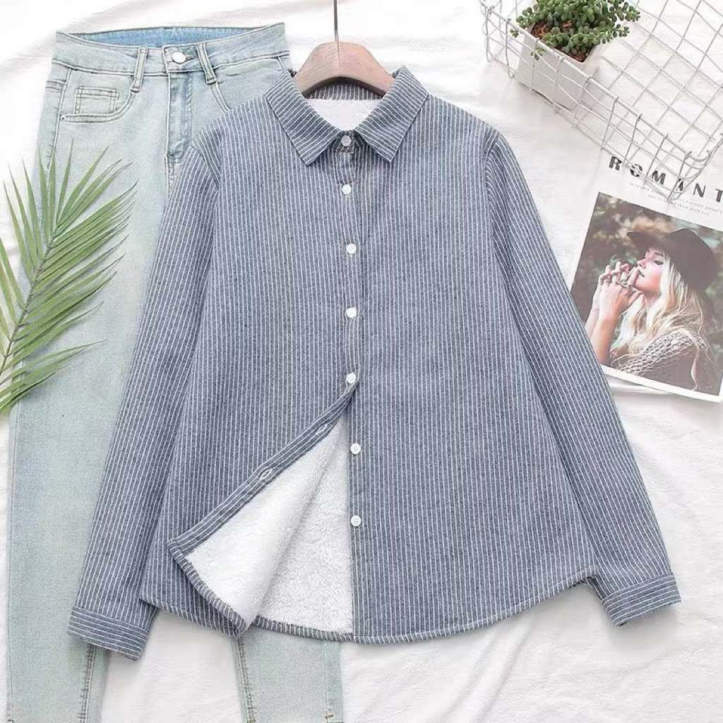 冬、春秋、ブラウス、トップス、コットン、裏起毛