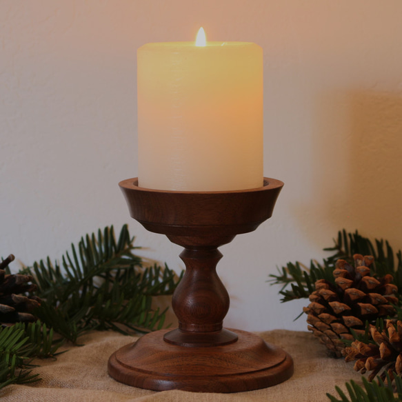 木のキャンドルスタンド（ウォールナット） キャンドル・キャンドル