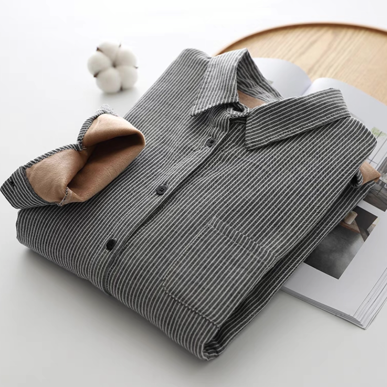 冬、春秋、ブラウス、トップス、コットン、裏起毛