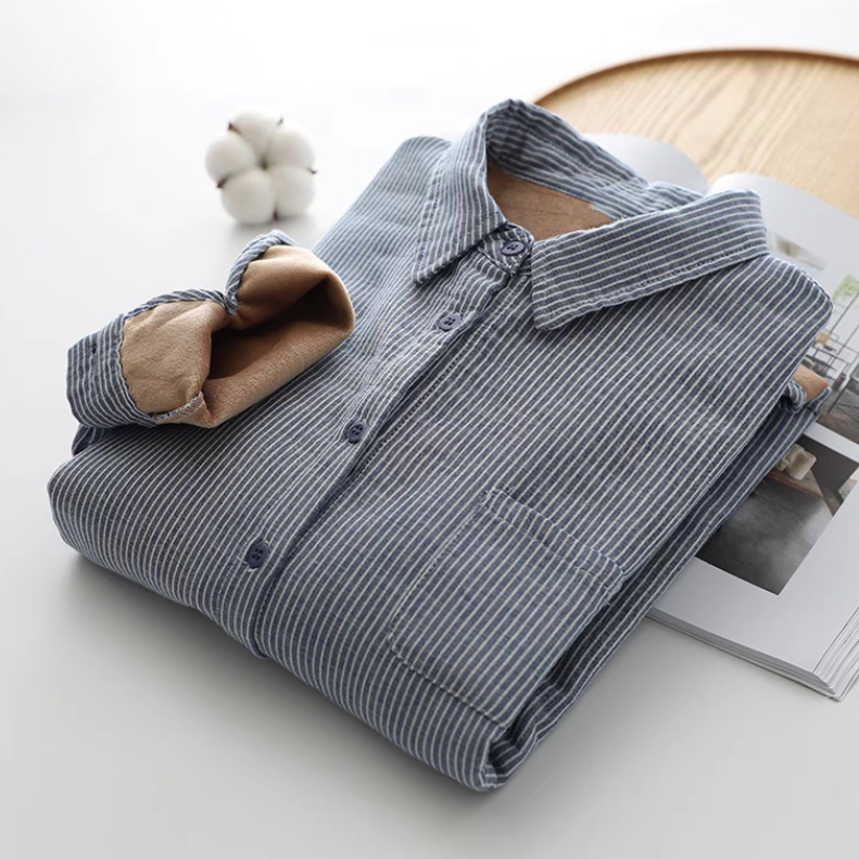 冬、春秋、ブラウス、トップス、コットン、裏起毛