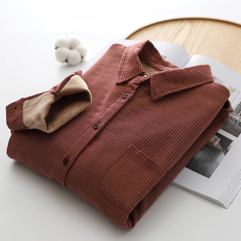 冬、春秋、ブラウス、トップス、コットン、裏起毛