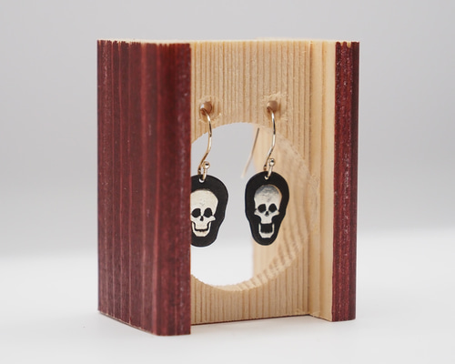 肥後象嵌(象がん) 「スカルピアス」 フックピアス ～熊本の伝統工芸