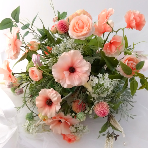 ウエディングブーケ (クリスタルビジュー付)アナ 前撮りブーケ 造花