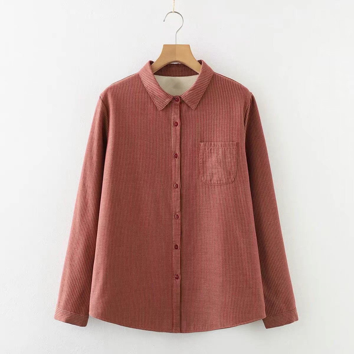 冬、春秋、ブラウス、トップス、コットン、裏起毛