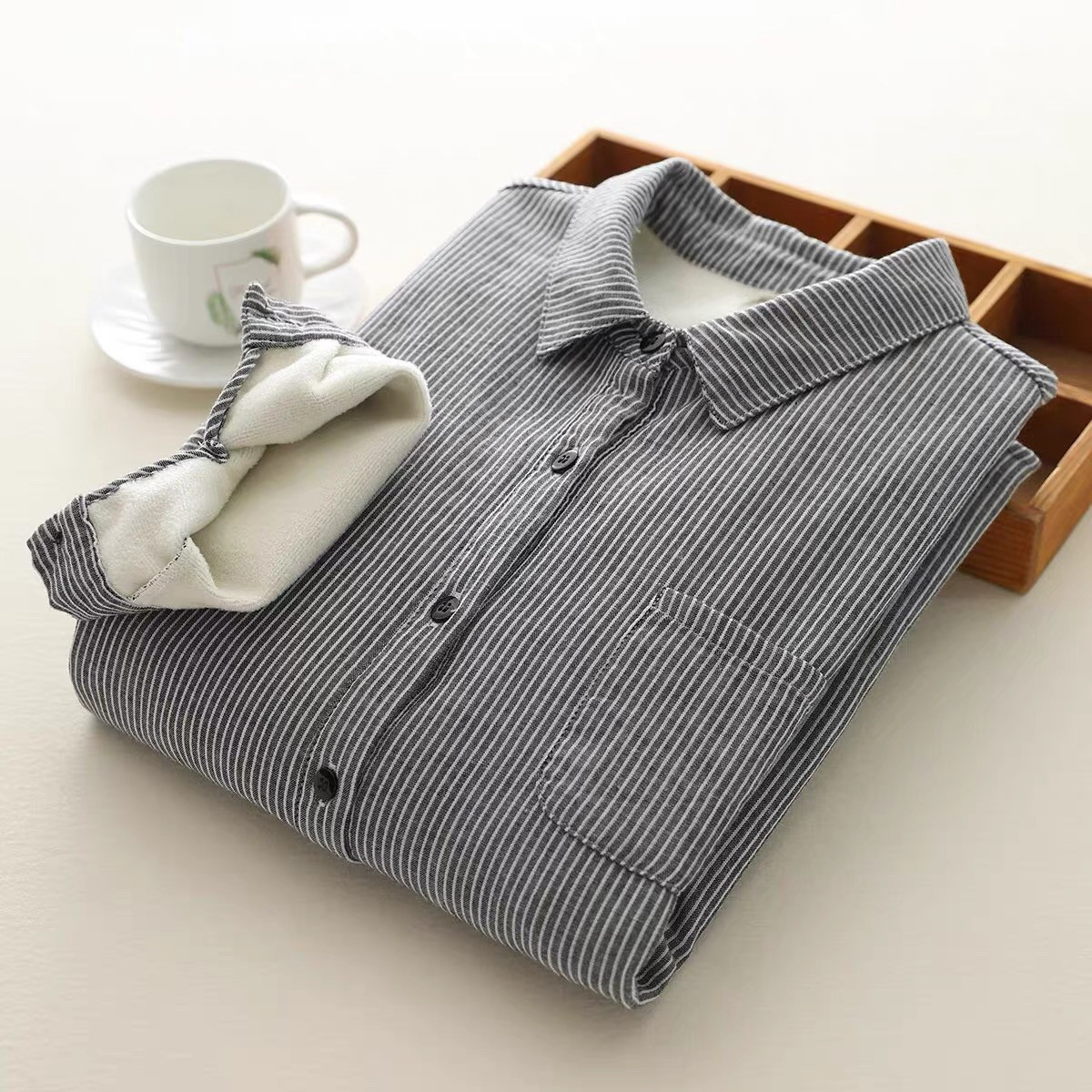 冬、春秋、ブラウス、トップス、コットン、裏起毛