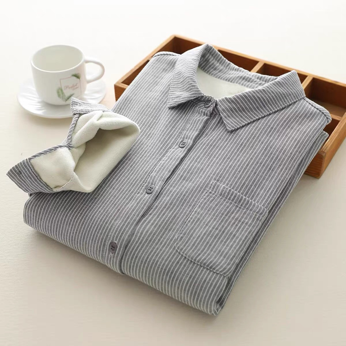 冬、春秋、ブラウス、トップス、コットン、裏起毛