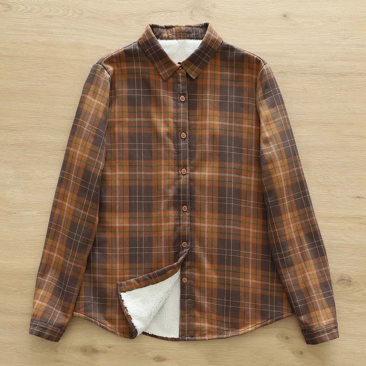 冬、春秋、ブラウス、トップス、コットン、裏起毛