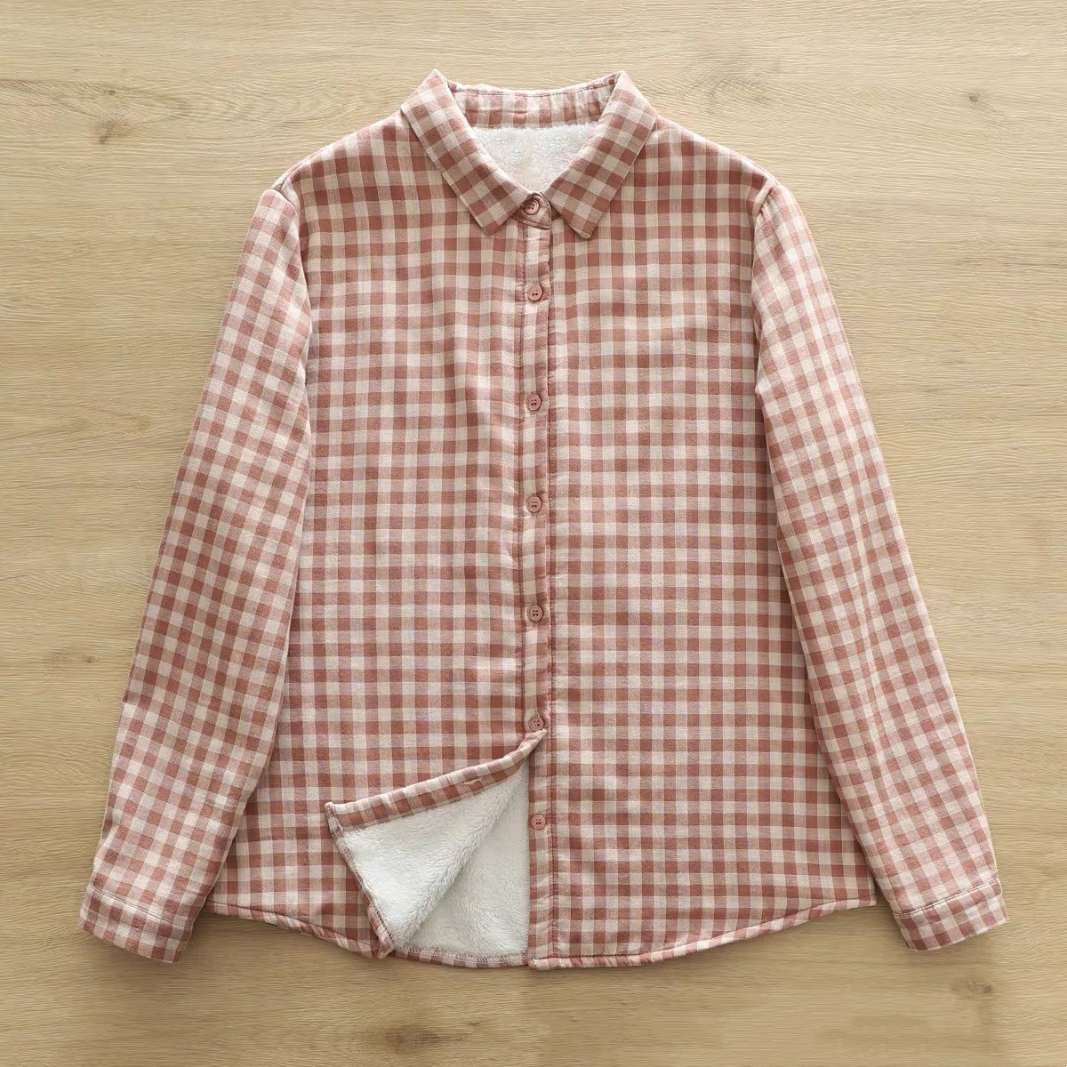 冬、春秋、ブラウス、トップス、コットン、裏起毛