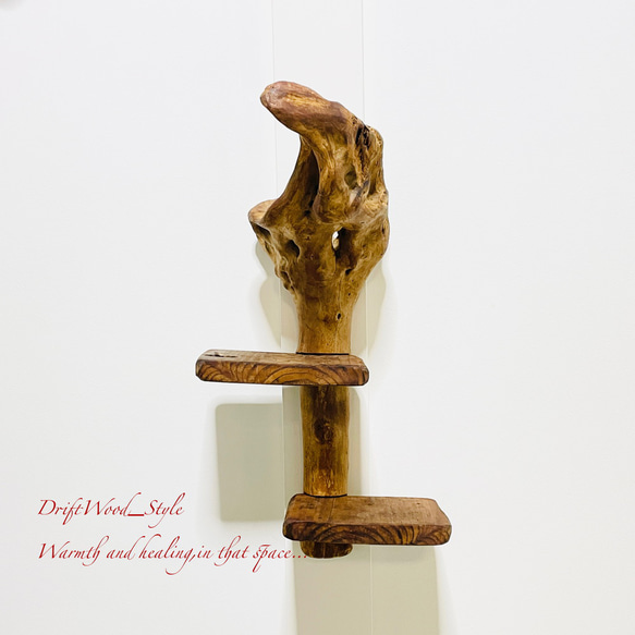 流木インテリア 自由にアレンジできる流木板のウォールシェルフ ラック ディスプレイ 壁掛け 棚 北欧 N3 5枚目の画像