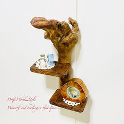 流木インテリア 自由にアレンジできる流木板のウォールシェルフ ラック ディスプレイ 壁掛け 棚 北欧 N3 4枚目の画像