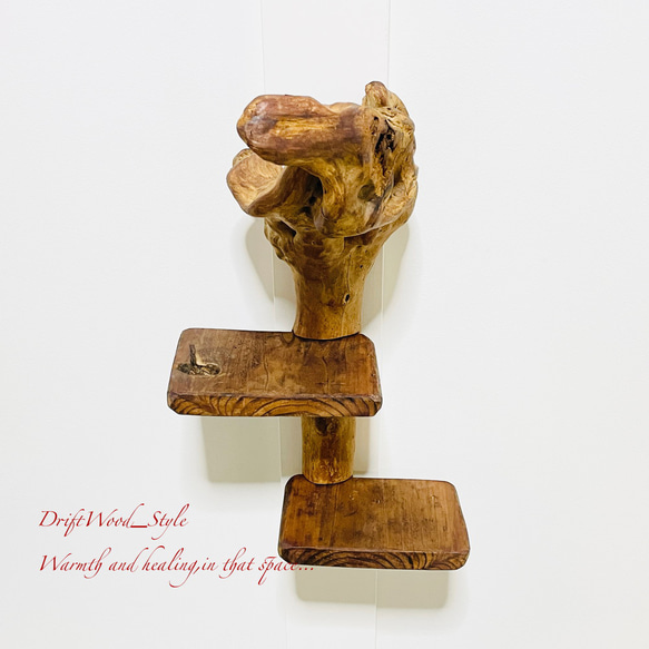 流木インテリア 自由にアレンジできる流木板のウォールシェルフ ラック ディスプレイ 壁掛け 棚 北欧 N3 6枚目の画像