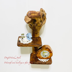 流木インテリア 自由にアレンジできる流木板のウォールシェルフ ラック ディスプレイ 壁掛け 棚 北欧 N3 2枚目の画像