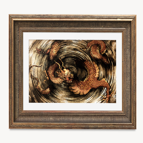 龍 の 水墨画 （ 額縁 入り） ドラゴン 和室 インテリア 美術品 龍 の