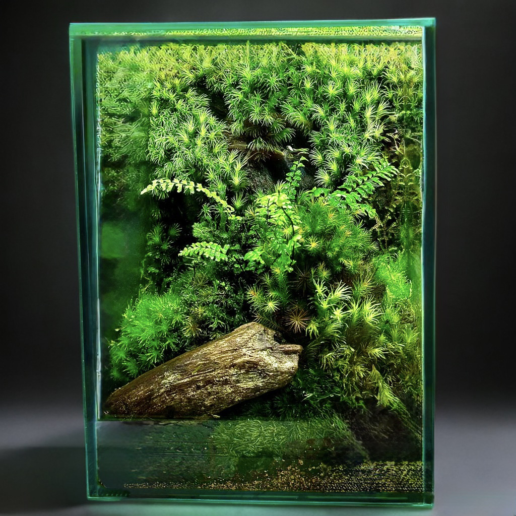［美しい一点もの］シダで癒させる苔テラリウム屋久島の森モチーフ神秘的落ち着く中型水槽お手入れ簡単インテリア