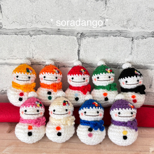 Snowman 雪だるま　18個セット　あみぐるみ　ハンドメイド　置き飾り 雪だるま☆snow man☆あみぐるみ☆No.16 あみぐるみ rosehouse