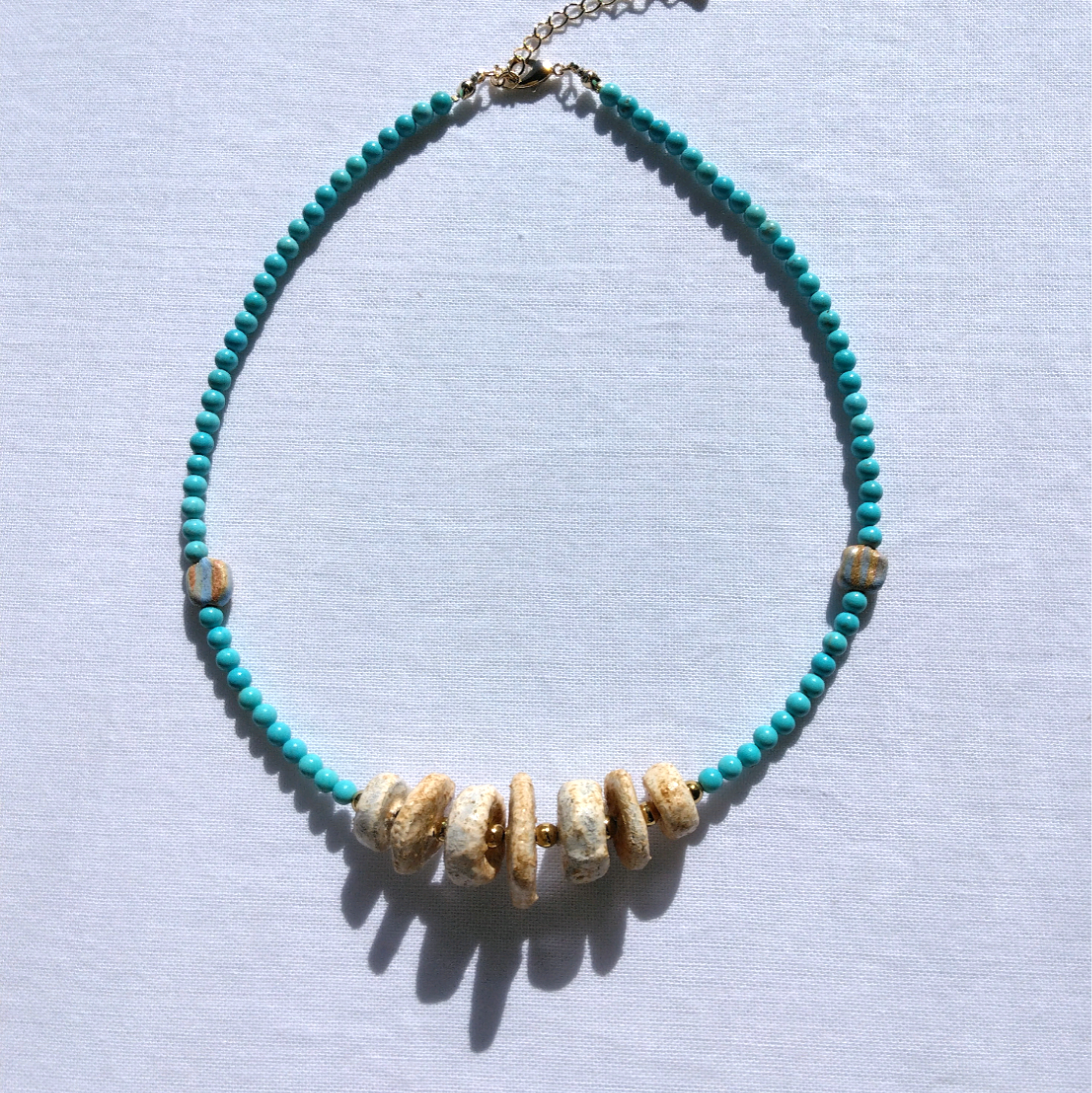 化粧土とマグネサイトターコイズ＊＊＊ネックレス＊＊＊一点物