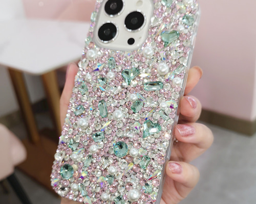 iPhone 6ピンク ストーン装飾付き 一部在庫あり]きらきら ライン