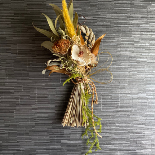 Amazon | FROMARIA フロマリア しめ縄 ドライフラワー スワッグ 2way