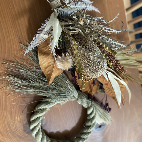 スワッグになる✴︎2WAYしめ縄ドライフラワースワッグ しめ縄リース