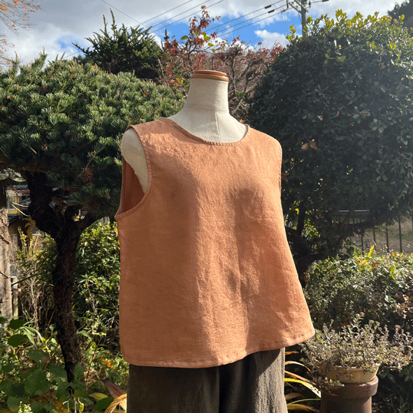柿渋染めジャガード織タンクトップ24077
