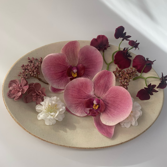 胡蝶蘭♡モーブピンク髪飾りヘッドパーツ 和装 白無垢 色打掛 振袖