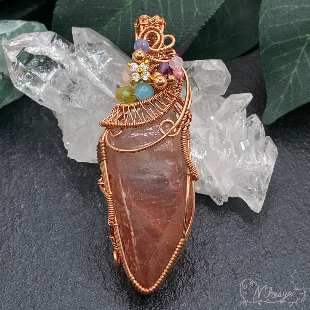 【コッパー99】ストロベリーレムリアンシードのペンダントトップ【ワイヤーアクセサリー】【送料無料】