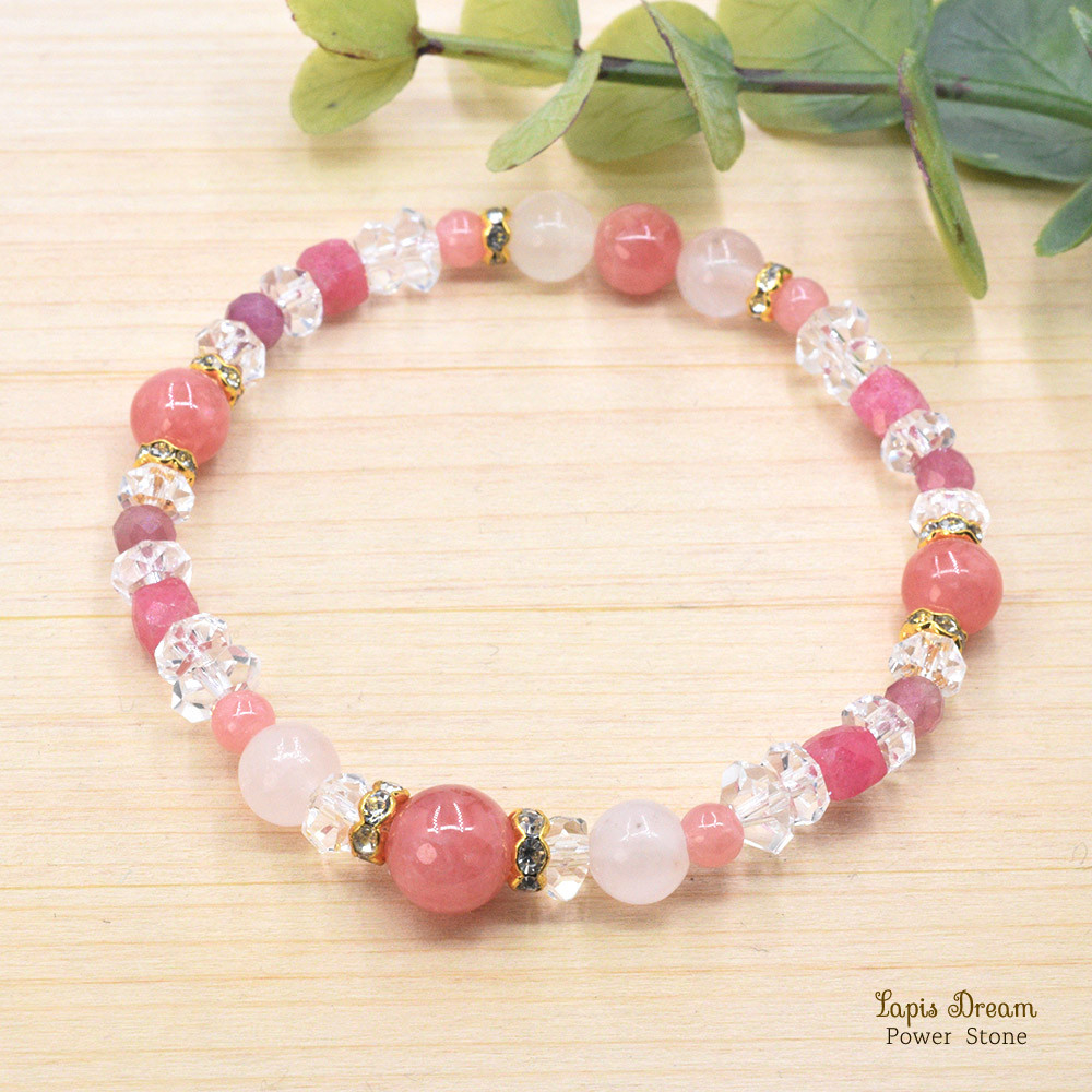 バラ色の人生！大いなる愛情で包み込まれるお守り ｜ インカローズ、モルガナイトの天然石パワー.ストーン ブレスレット