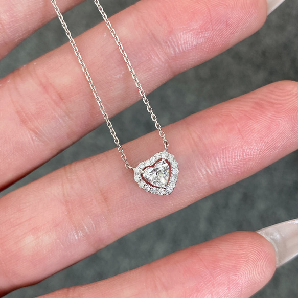 k18ハート型天然ダイヤモンドネックレス