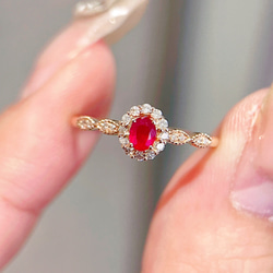 天然ダイヤモンド付きルビーリングk18 指輪・リング パール