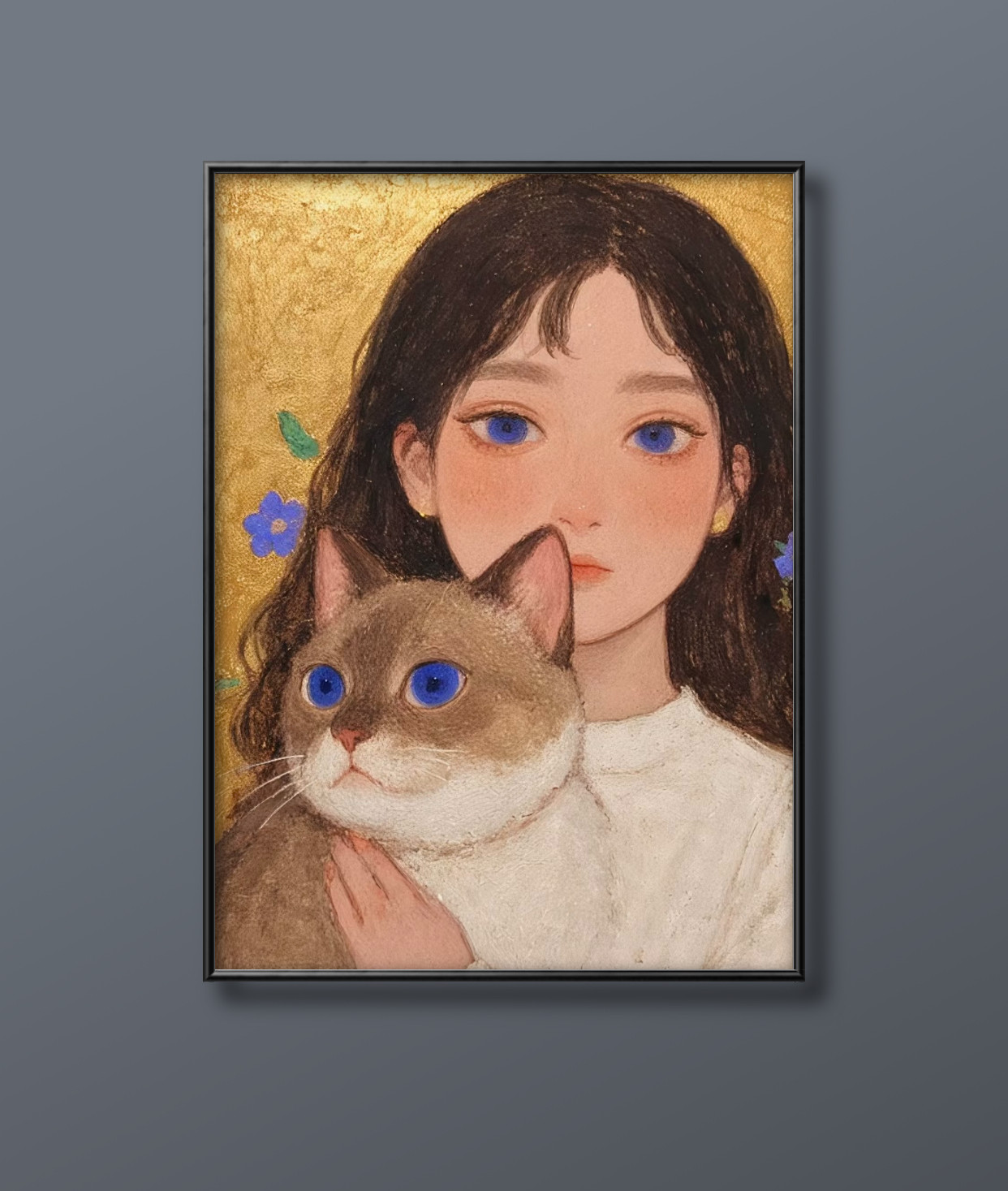 絵画 インテリア 油絵 F3-031119 祈り 可愛い子猫と女の子 絵画油絵F3-031119祈り 可愛い子猫と女の子