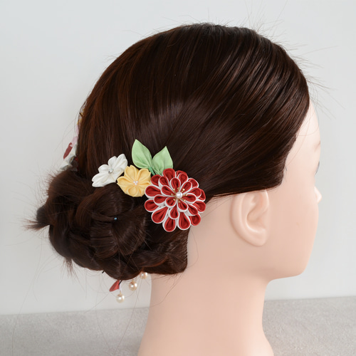 紅白牡丹のUピンかんざし ✤ 成人式 卒業式 結婚式 七五三 古典柄