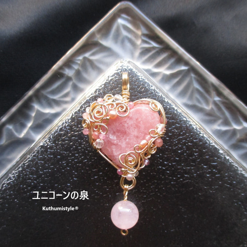 インカローズ✴ワイヤーラッピングネックレス インカローズ ペンダントトップ ワイヤーラッピング ネックレス
