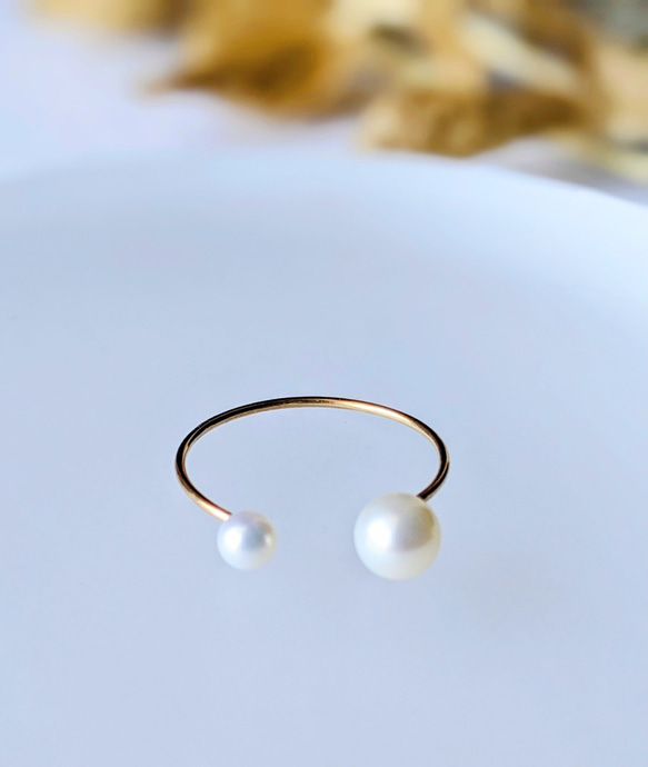 SALE】 K10YG 淡水パールオープンリング フリーサイズ 淡水パール  