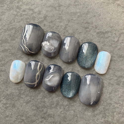 泡沫と幻日 No.49 ［2セット］ネイルチップ ニュアンスネイル ちゅるん