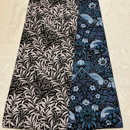 半幅帯　長尺　ウィリアムモリス　ピンパーネル×ウィローボゥ　リバーシブル 半幅帯 長尺ウィリアムモリス ピンパーネル ブラック