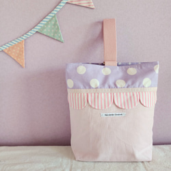 【3件套裝】帆布扇貝●課包●鞋盒●體操衣架粉紅色×紫色2 第10張的照片