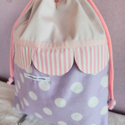 【3件套裝】帆布扇貝●課包●鞋盒●體操衣架粉紅色×紫色2 第7張的照片