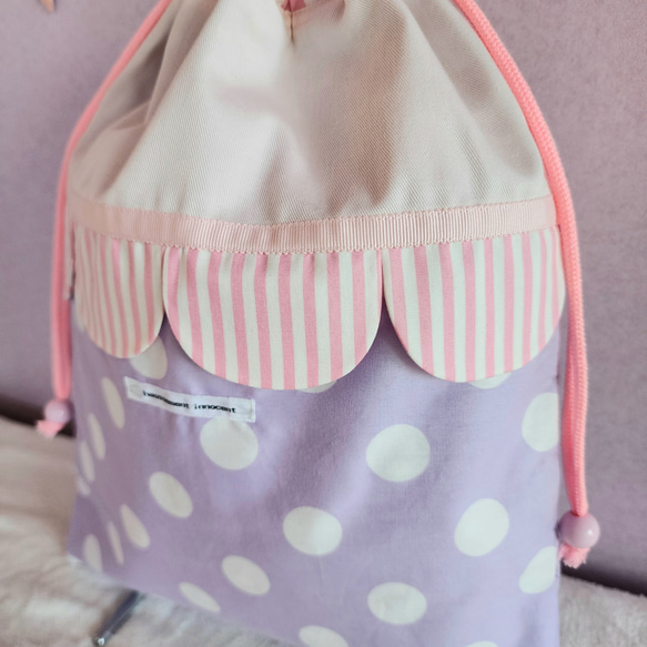 【3件套裝】帆布扇貝●課包●鞋盒●體操衣架粉紅色×紫色2 第7張的照片