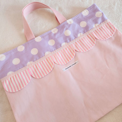 【3件套裝】帆布扇貝●課包●鞋盒●體操衣架粉紅色×紫色2 第5張的照片